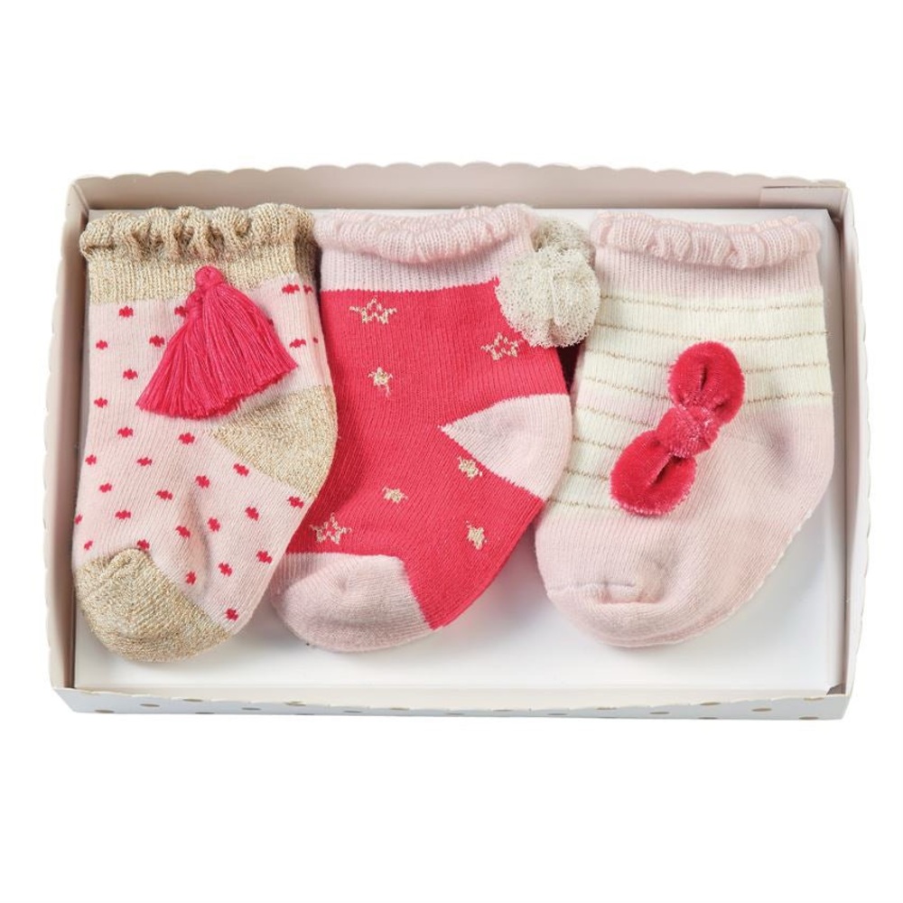 Mud Pie Kids Socks Set - Pink, Hot Pink, Cream